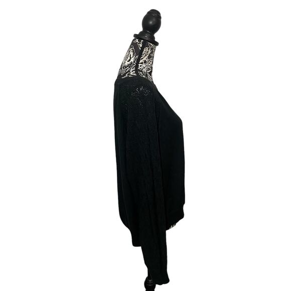 Garnet Hill Bellamy Batwing Pointelle Sweater Tanguis Cotton Baby Alpaca Large - Picture 8 of 11